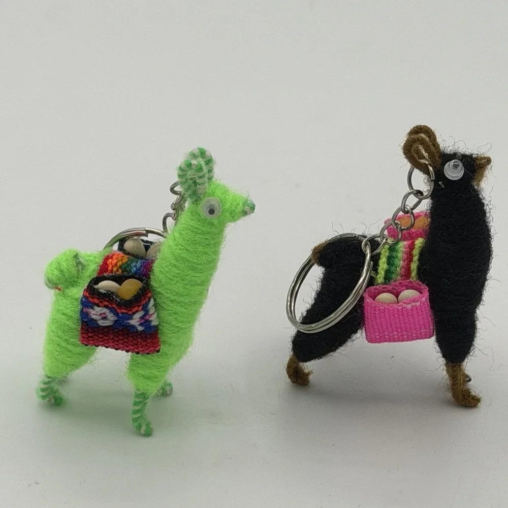 2-PACK Llama Alpaca Key Rings Artisan Made for Ecuador, Chile